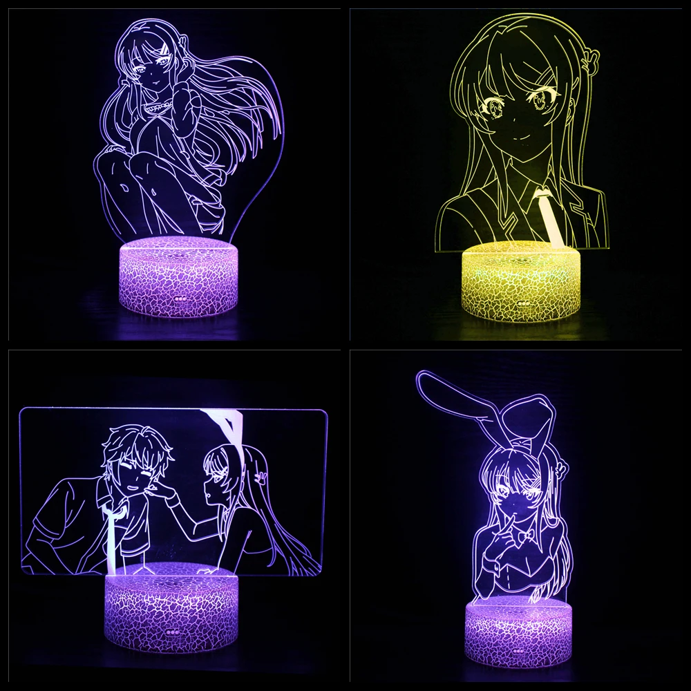 

Japanese anime Waifu Mai Sakurajima LED night light bedroom decoration ornaments Sakurajima Bunny Girl Senpai 3D light girl gift