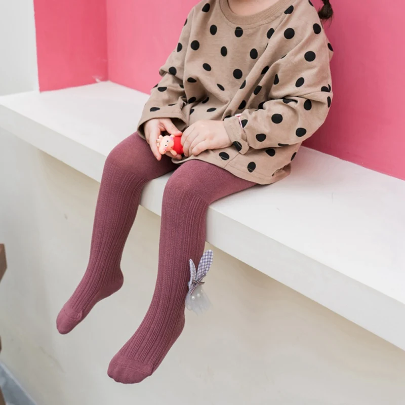Леггинсы для маленьких девочек От 1 до 4 лет хлопковые детские колготки с бантиком