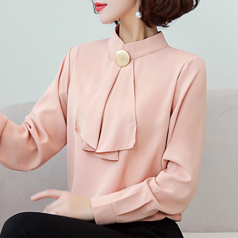 Blusas Mujer De Moda 2020 женская блузка с длинным рукавом Женские топы и блузки бантом