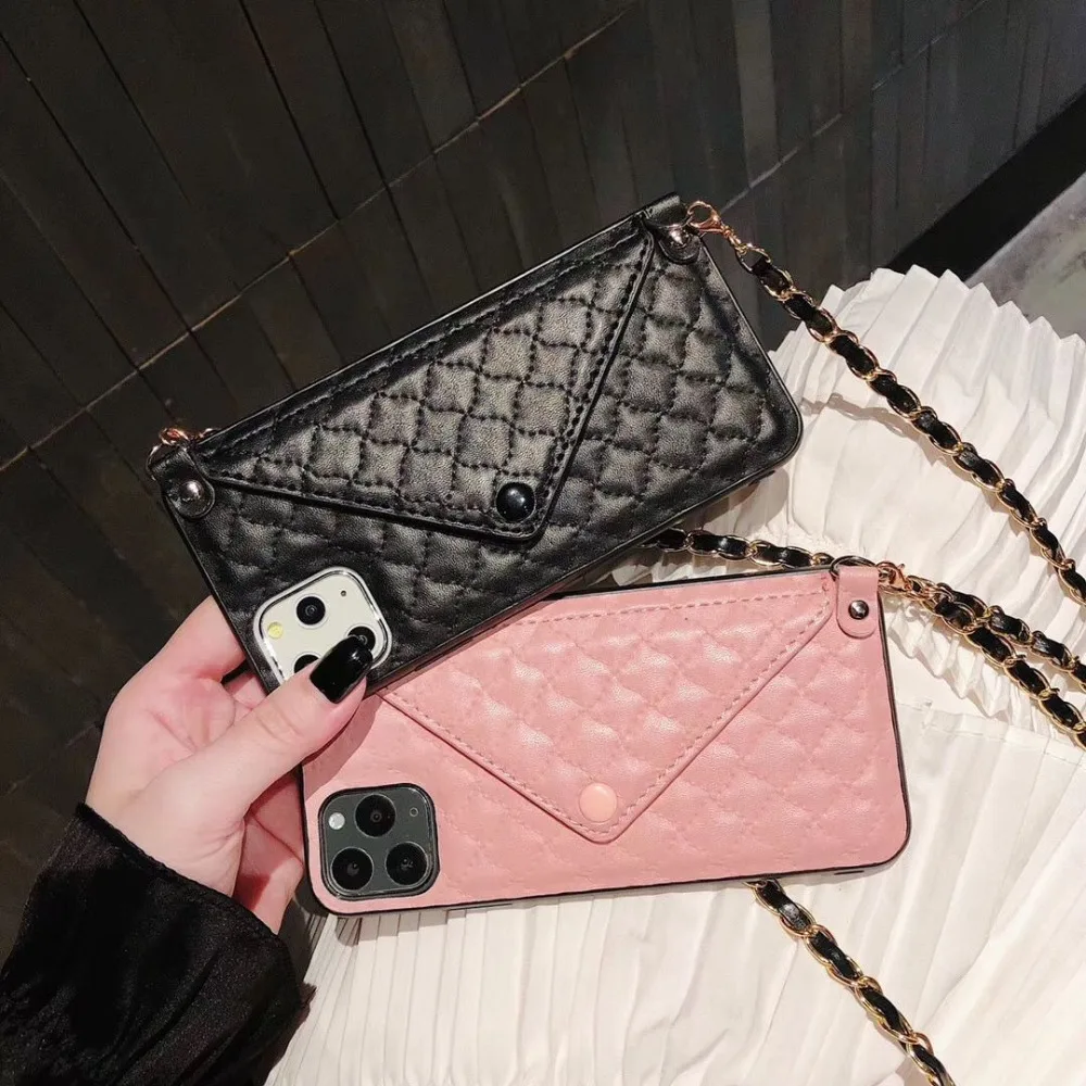 Модный Роскошный чехол-конверт из овчины для iphone11 pro max xs max xr чехол для телефона с цепочкой 6s 7 8plus Мягкий женский чехол