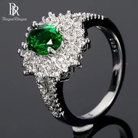 bague ringen trendy silver 925 ring for women 68mm oval shape emerald gemstone zircon fine jewelry female gift wholesale party