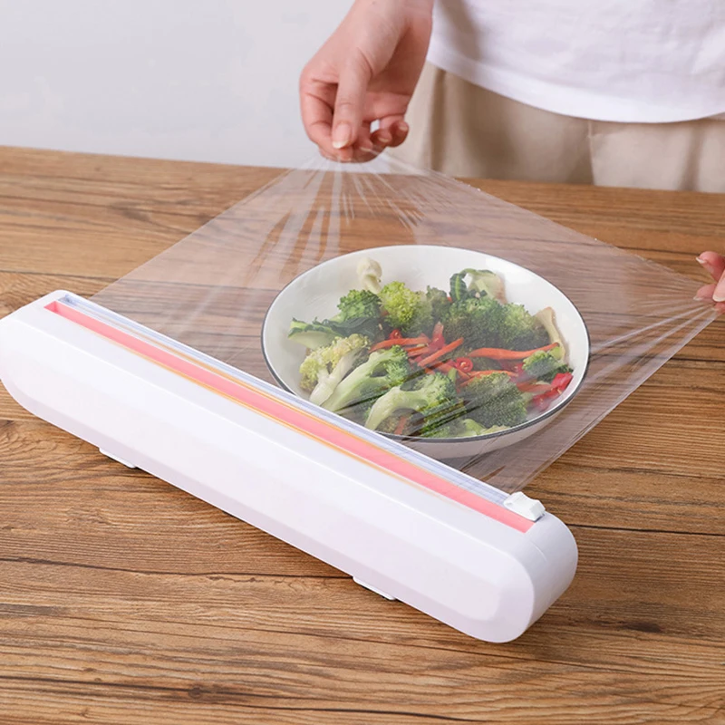 

Диспенсер для пищевой обертки, резак, без отверстий, фиксирующий пластиковый резец, кухонный оберточная кулинарная пленка, кухонный инстру...