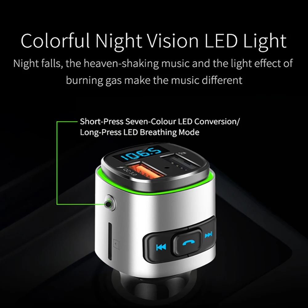 Автомобильный Универсальный Bluetooth FM-передатчик беспроводной FM-радиоадаптер QC3.0 с