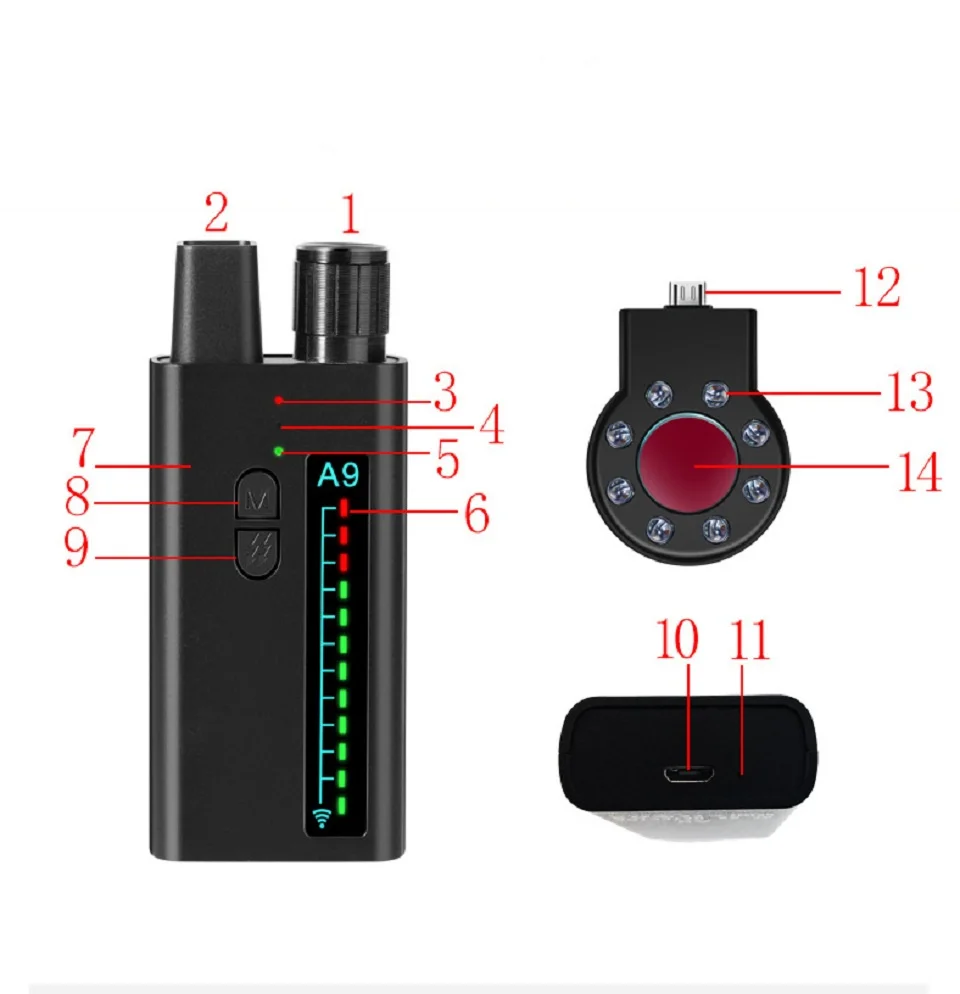 Multi-function Anti-spy Detector Professional RF Signal Detector Bug Camera GSM Audio Bug Finder Scan Wireless Signal Detector enlarge