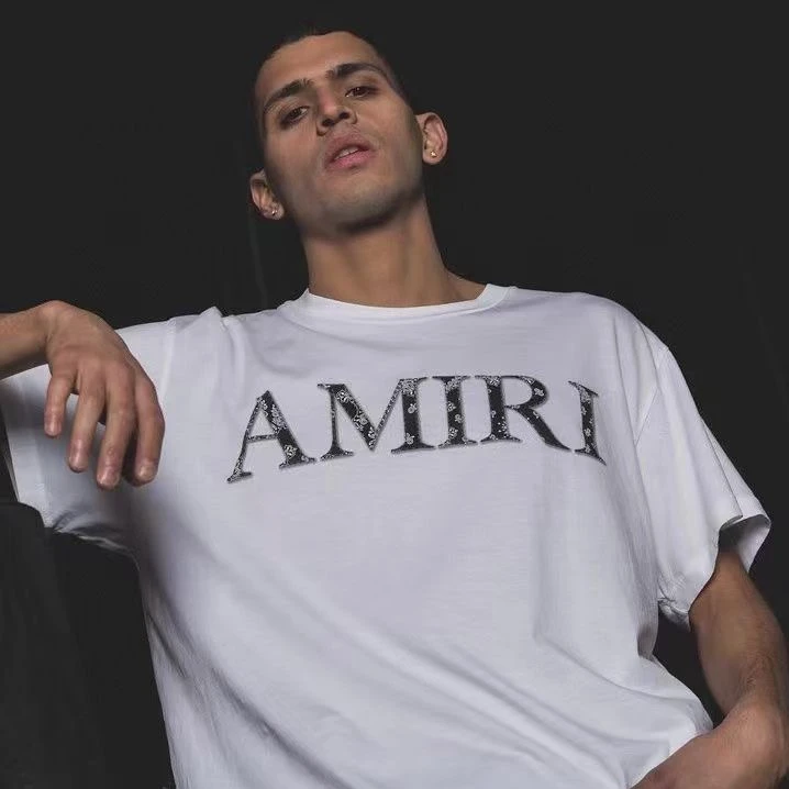 

Amiri 2021 Summer New couple T-shirt 1:1 Designer Brand Oversize Loose Simple Printing Tee