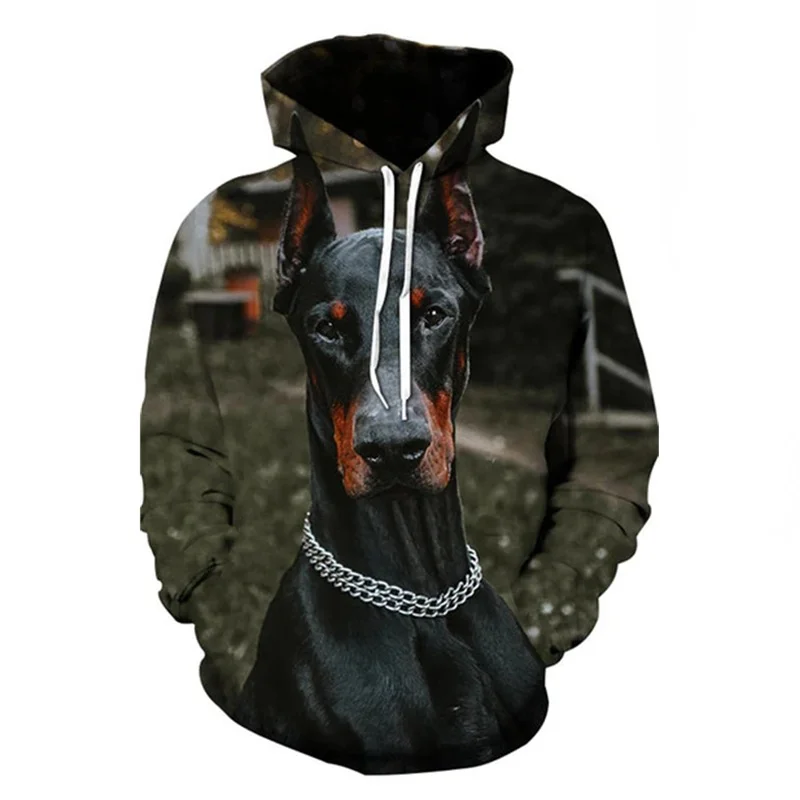 

Модный популярный Свитшот Doberman Pinscher с принтом осень-зима свободный крой 3D мужские толстовки женские уличные толстовки Harajuku