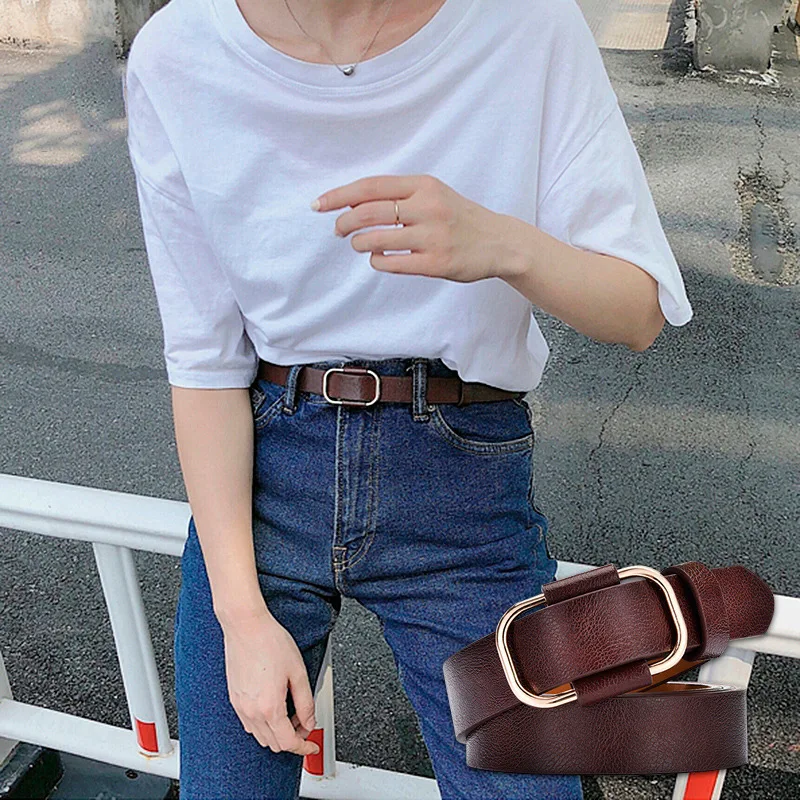 

Fashion Non-Porous Belt Womens Simple Wild Decorative Jeans Strap Ms. Trend Retro Punk Youth Belt