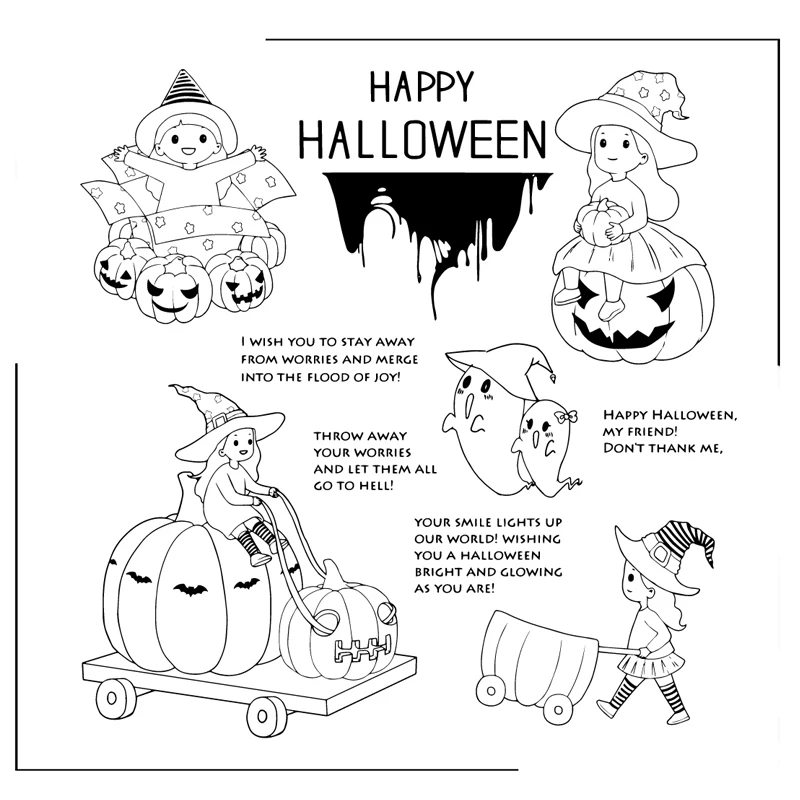 

Pumpkin Witch Cutting Dies Clear Stamps Scrapbooking Crafts Decorate Photo Album Embossing Cards Making New