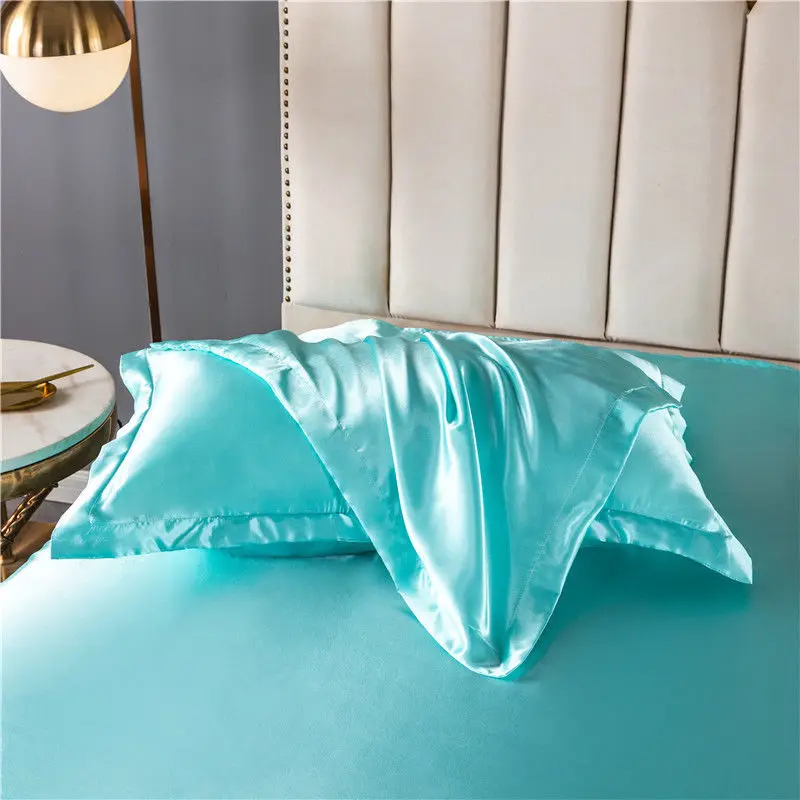 

Net red double-sided ice silk pillowcase plain ice cold washed silk single pillowcase solid color 48X74CM