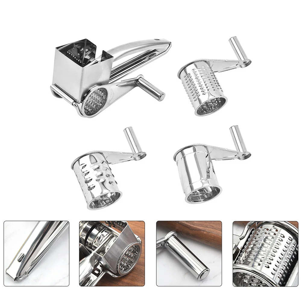 

1 Set of Cheese Shredders Stainless Steel Rotary Cheese Graters Cheese Cutters (Silver)