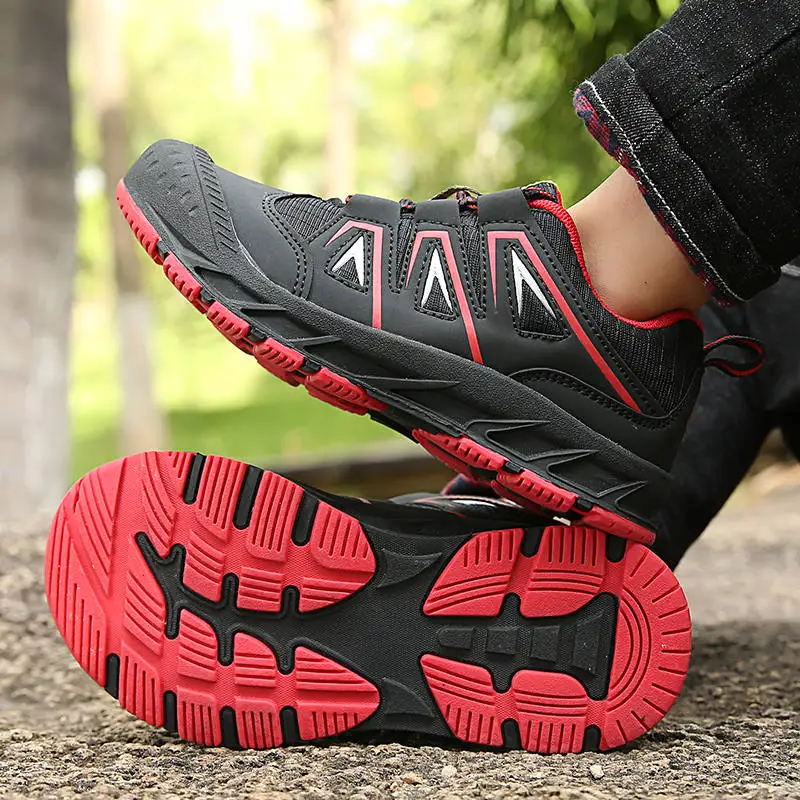 Fashion Spring Hiking Shoes Boy Girls Outdoor Shoes Teenagers Children Shoes Climbing Sneakers Leather Non-slip Sport Shose Kids