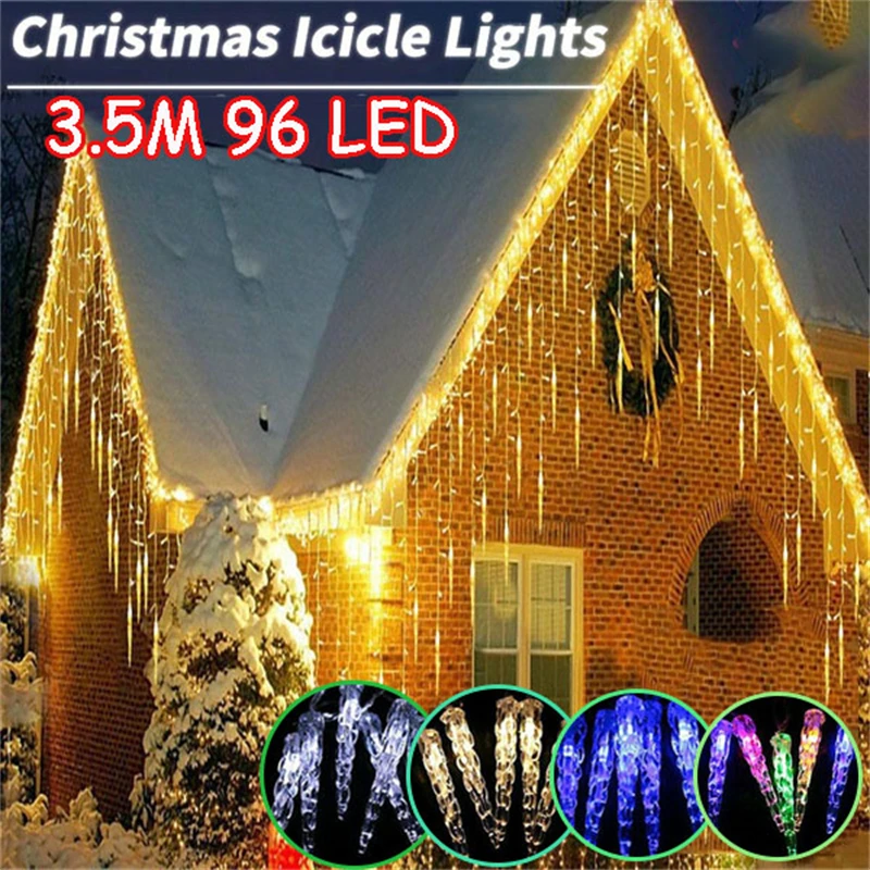 

СВЕТОДИОДНАЯ Гирлянда-занавеска yebeen, 3,5 М, 96 светодиосветодиодный, наружная Водонепроницаемая Гирлянда для дома и сада, праздничное украшен...