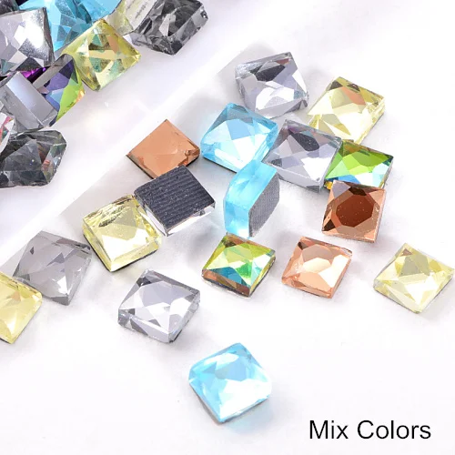 Mix Colors 6 мм, 100 шт., квадратные разноцветные Стразы DMC для горячей фиксации, стеклянные стразы с плоским основанием, стразы для украшения свадебного платья Y0306 - Цвет: Mix Colors