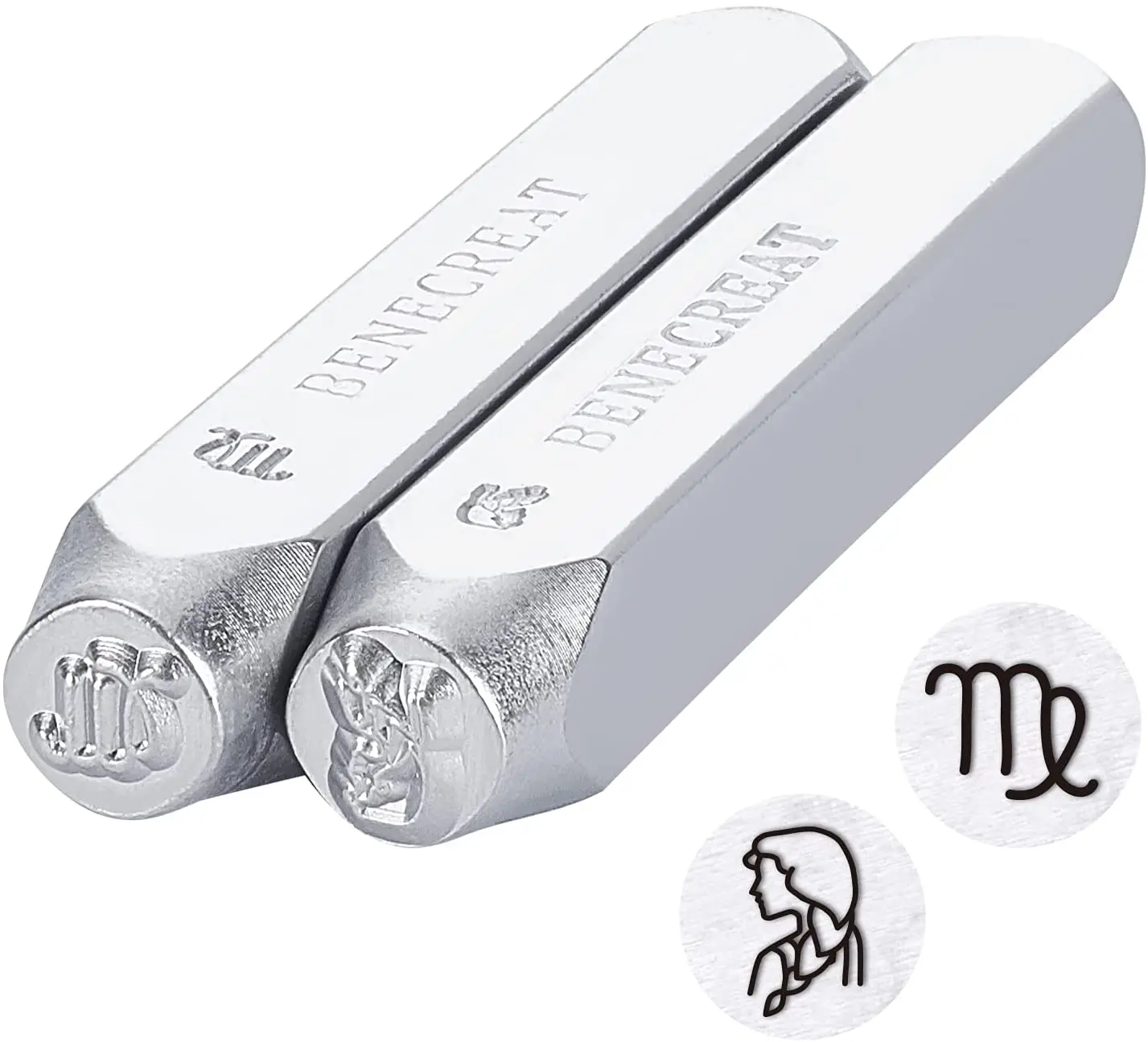 

2pcs (6mm 1/4in) Virgo Design Metal Stamps Constellation Metal Punch for Jewelry Leather Wood Stamping