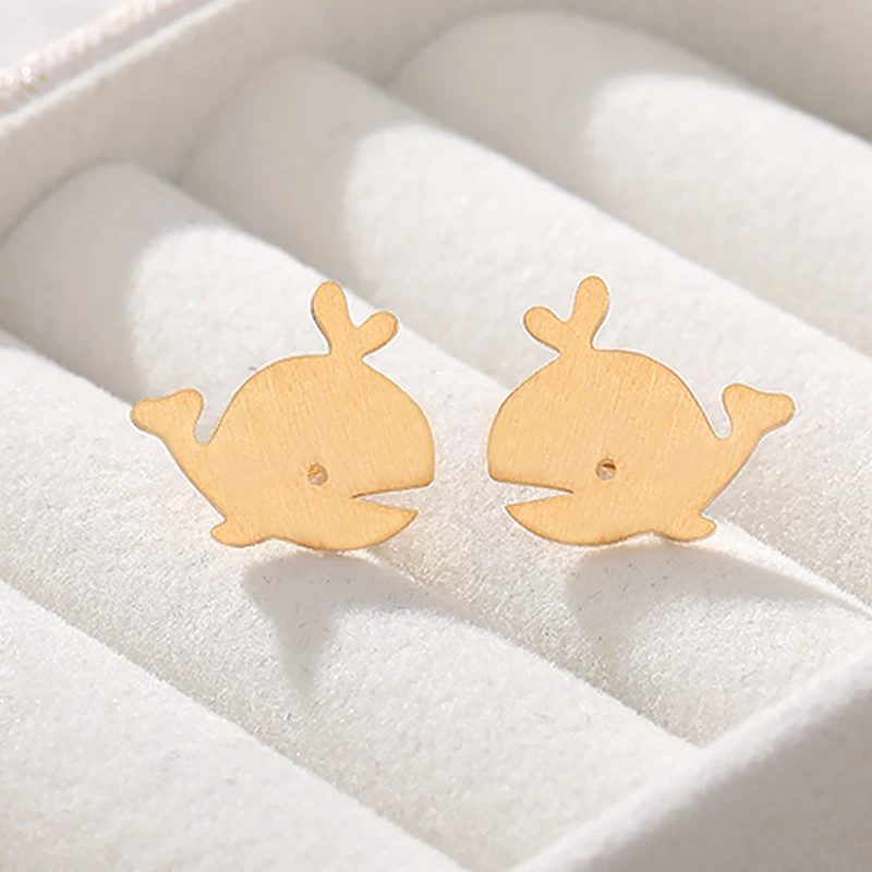

2019 Trendy Stainless Steel Whale Stud Earrings for Women oorbellen Cute earing Animals brincos Girl Jewelry BFF aretes de mujer