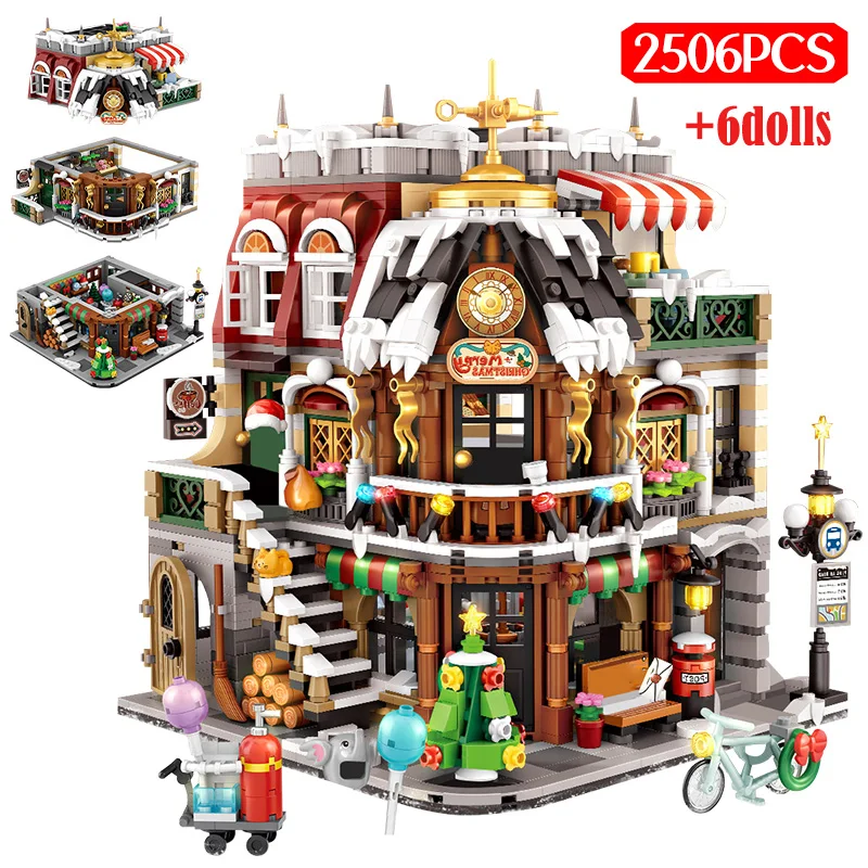 

2506Pcs City Christmas Cafe House Building Blocks Mini Street View Friends Architecture Shop Figures Bricks Toys For Kids Gifts