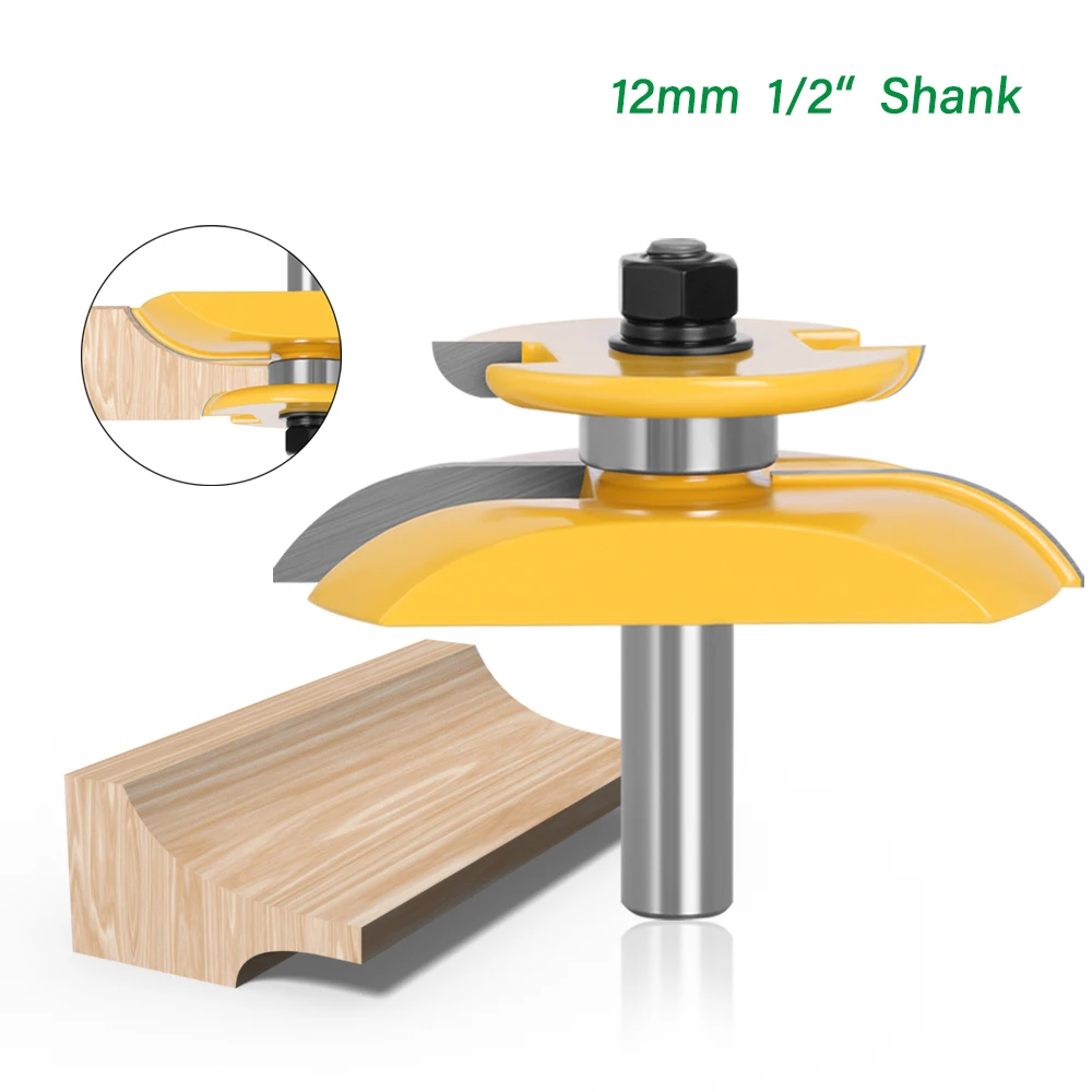 

1pc 12mm 1/2 Shank Raised Panel Router Bit with Backcutter Cove 3-1/4 Tenon Bit Woodworking Milling Cutter for Wood 03127