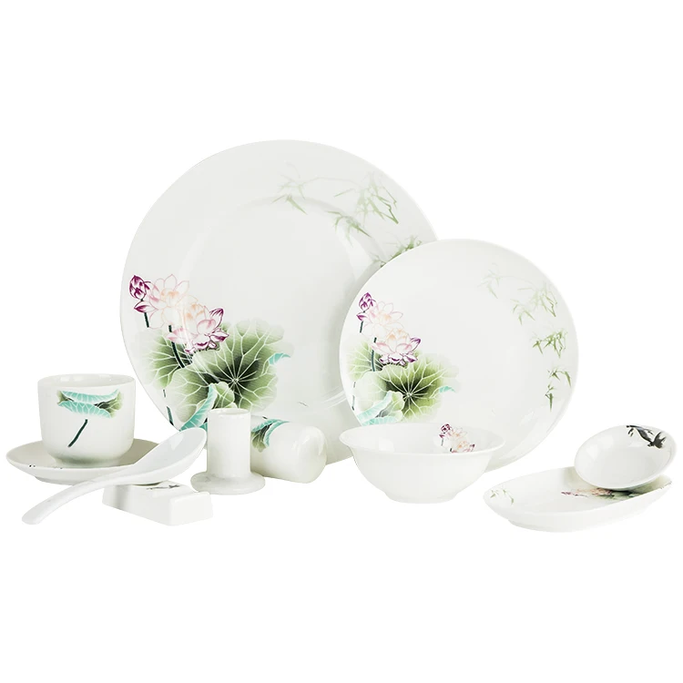 Европейский стиль керамический набор посуды Золотая инкрустация фарфоровая