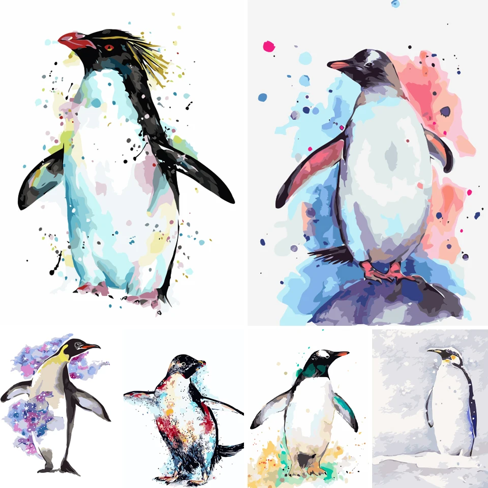 

Распродажа Раскрашивание масляными красками Пингвин для взрослых детей рисование на холсте DIY искусство картина акриловая ручная краска Н...