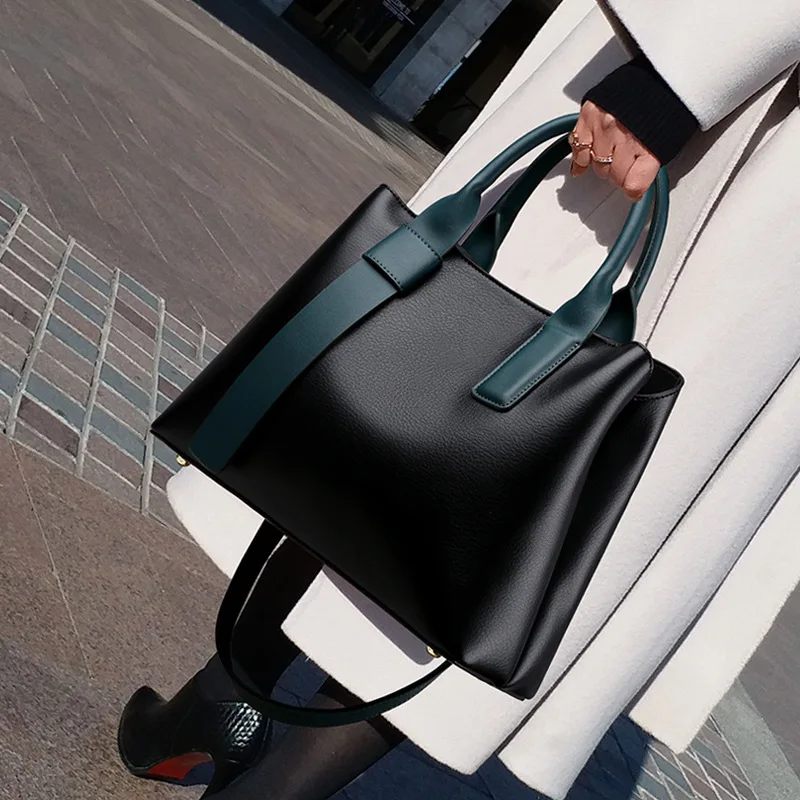 

satchels Genuine Leather Handbags 2021 New Tote Large Capacity Portable Fashion Solid Color All-match one Shoulder Messenger Bag