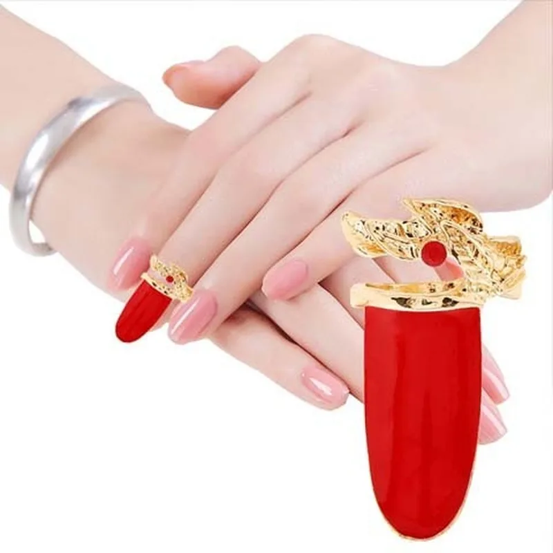

2020 new bow Crystal Rhinestone nail art knuckle with fingertip ring Christmas