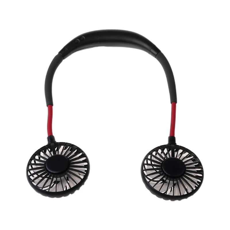 

Portable USB Rechargeable Dual Head Neck Hanging Fan Mini Air Cooler 3 Speed Adjustable for Traveling Outdoor Office