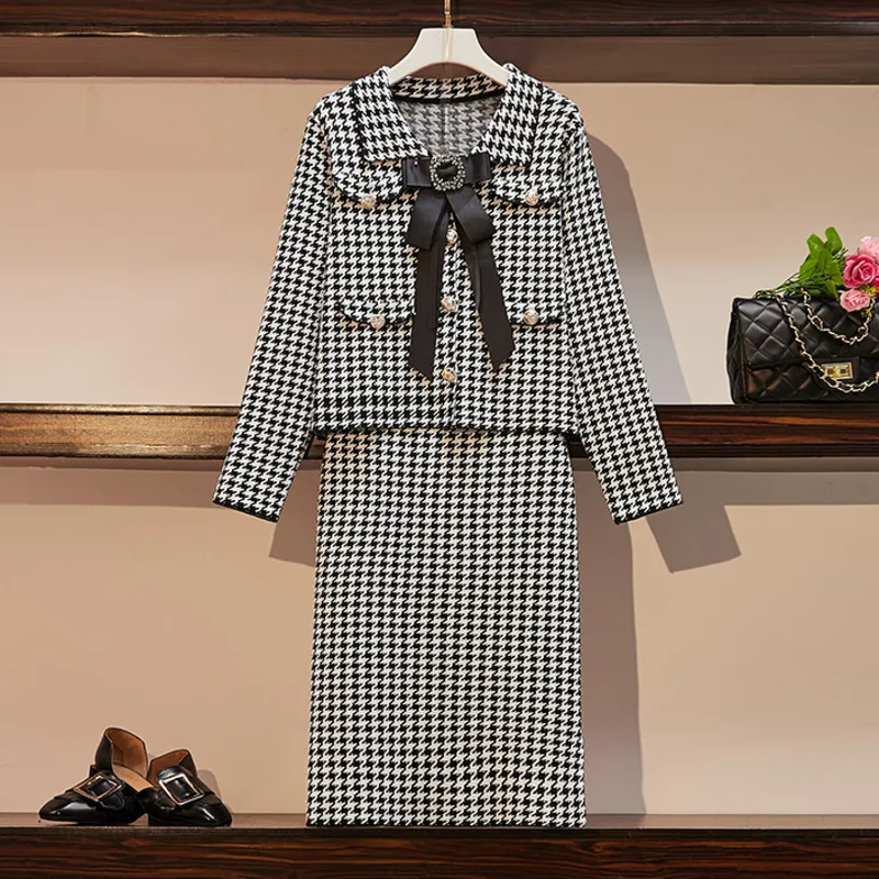 

Женский комплект из двух предметов, трикотажная юбка, короткий топ, кардиган и юбка с кисточками и высокой талией, Осень-зима 2020