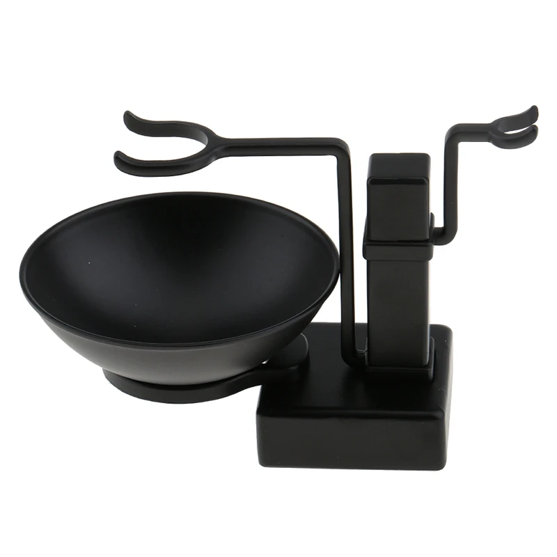 

Bathroom Barber Men Metal Shaving Rack Stand Set - Shave Brush Holder Shelf + Soap Mug Cup Bowl Black