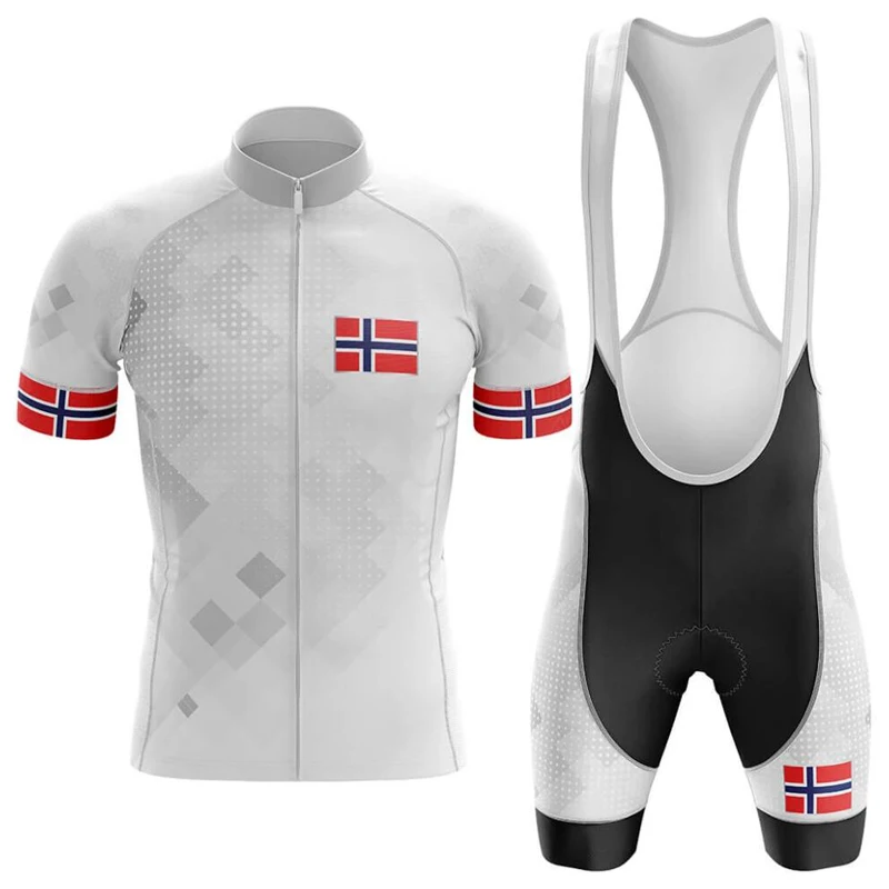 Norway Cycling Jersey Men's Black and White Bicycle Clothing Summer Short Sleeve MTB Bike Top Shirts | Спорт и развлечения