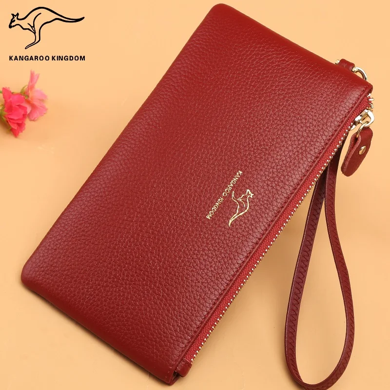Модные брендовые женские кошельки KANGAROO KINGDOM длинный тонкий клатч из натуральной