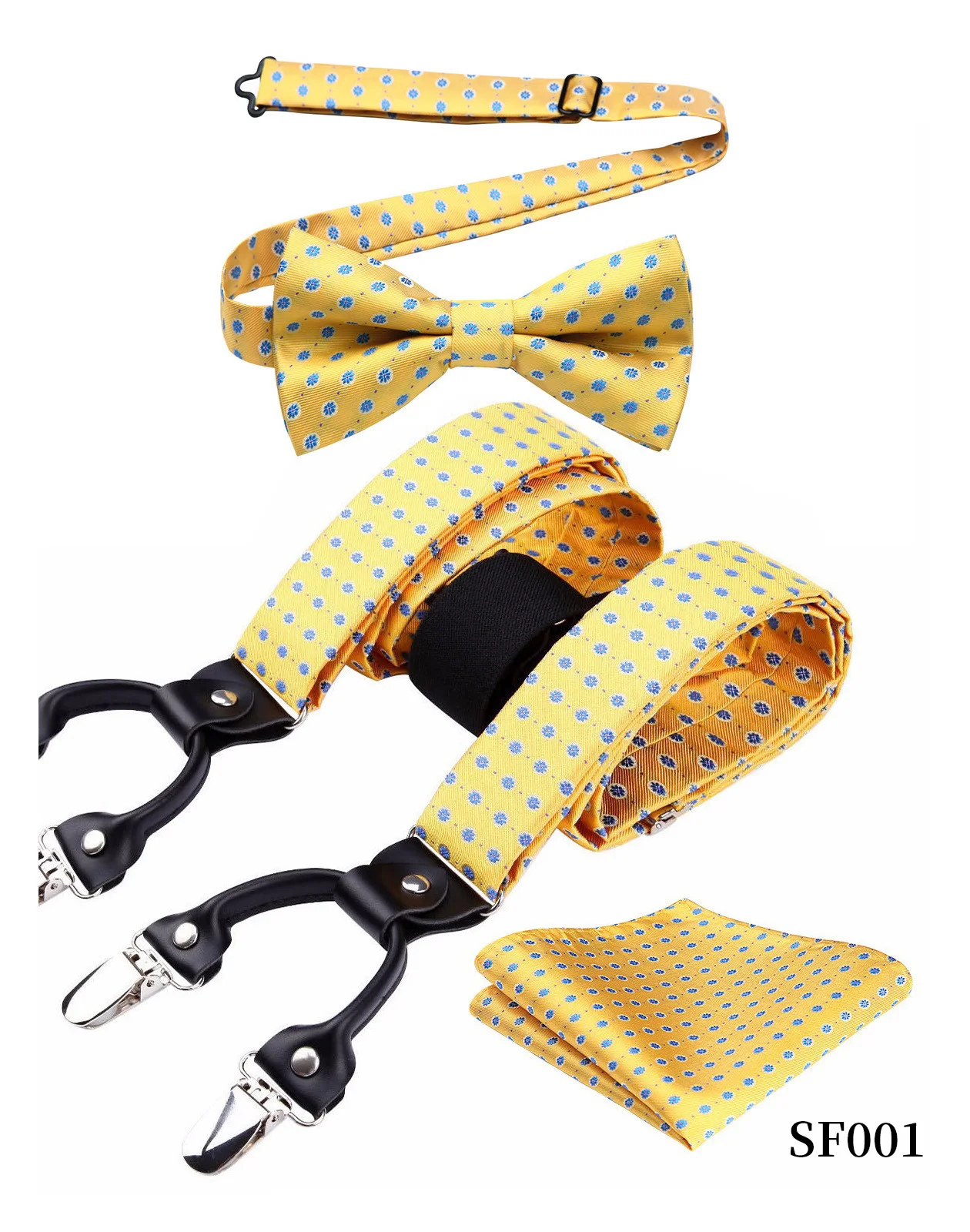 Party Gold 6 Clips Suspender&ampBowtie&ampPocket Square Set Y Shape Adjustable Braces | Аксессуары для одежды