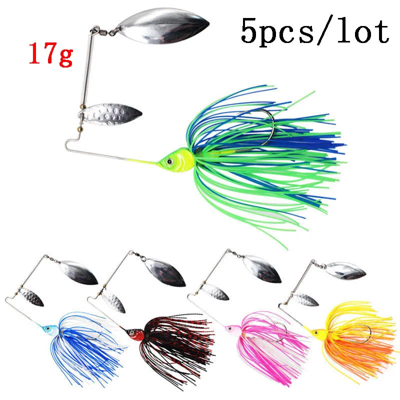 5 шт. 17g Спиннербейт рыболовная приманка резиновая юбка Spinner Jig Head крючки станок и