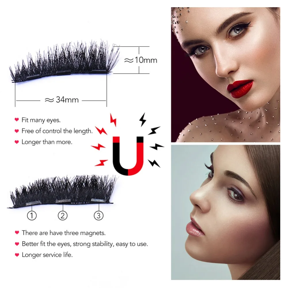 4 шт./пара 3D накладные магнитные ресницы из мягкой натуральной наращивание волос