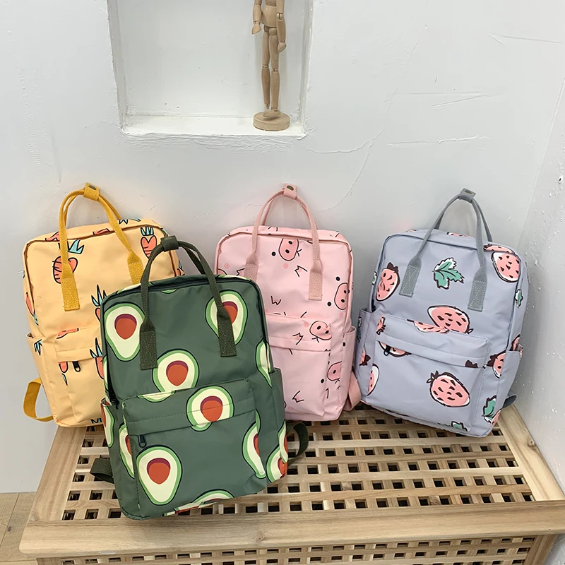 

Unisex High School Campus Waterproof Backpack Dual-use Portable School Bag Fruit Printing Nylon Primary School Large Backpack