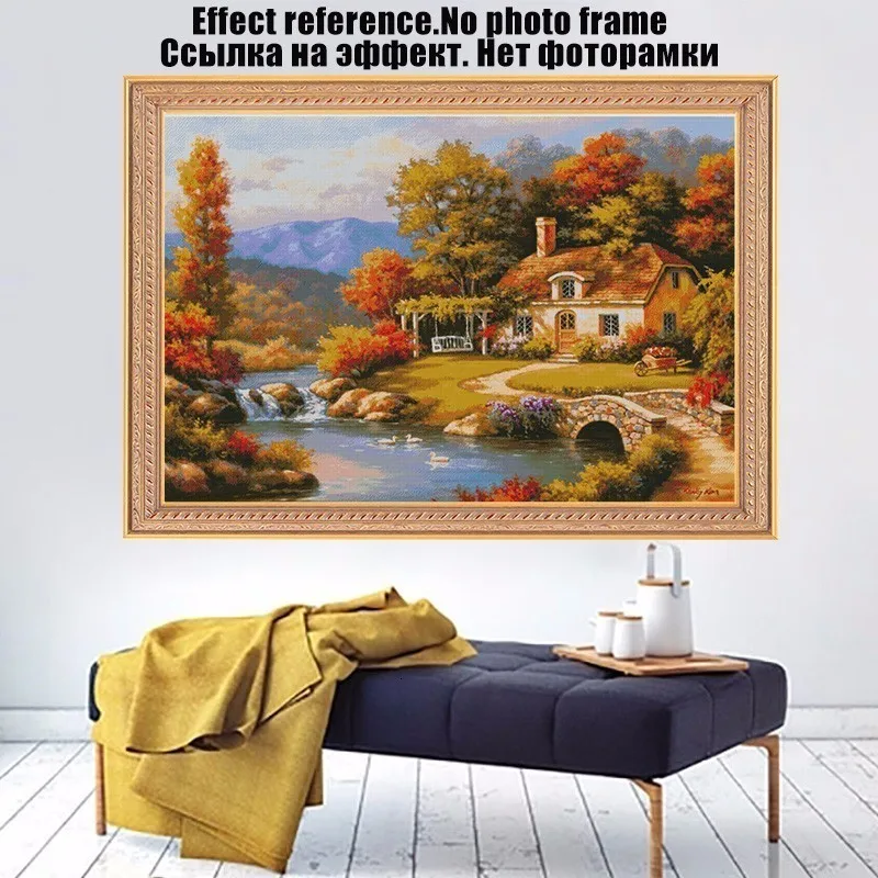 5D DIY Алмазная вышивка, вышивка крестиком, горные дома, украшение для дома, полный набор мозаики для рукоделия, домашний декор