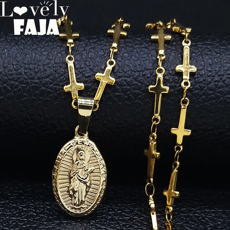 2021 модное ожерелье с крестом Мадонны из нержавеющей стали для женщин цепочка
