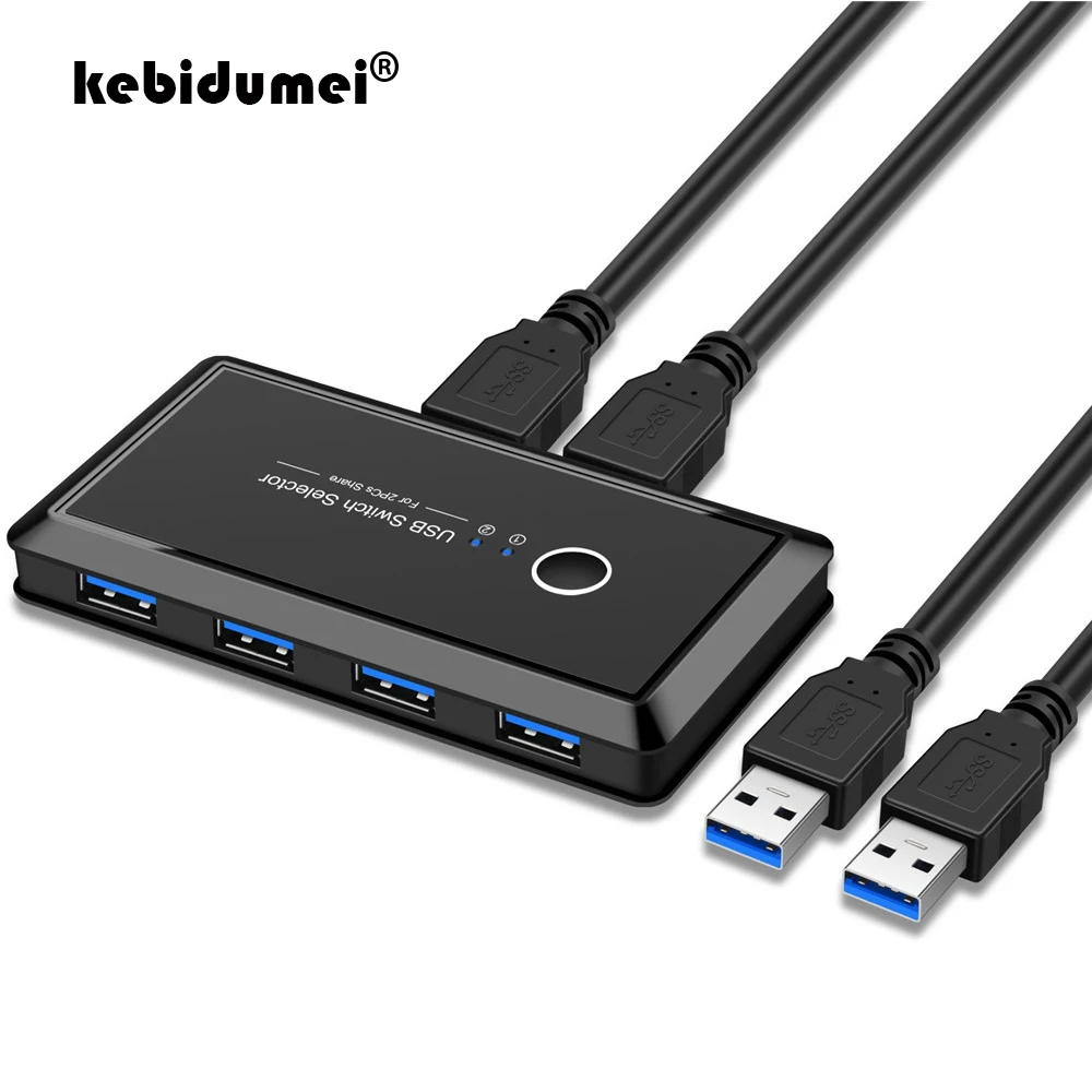 Квм переключатель kebidumei USB с 2 портами устройство общим доступом к 4 устройствам