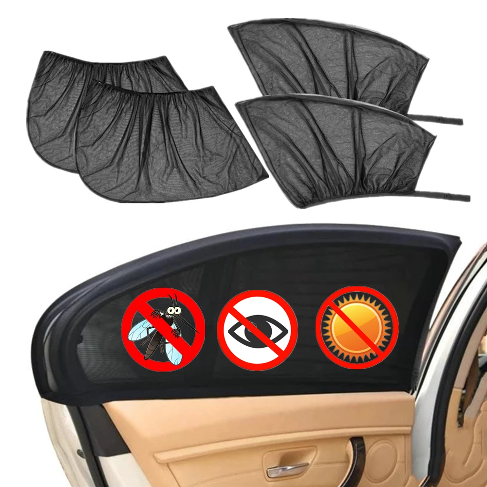 

4pcs Car Sun Shade Side Window Sunshade Cover UV Protection Curtain Perspective Mesh Blinds Car Sun Visor