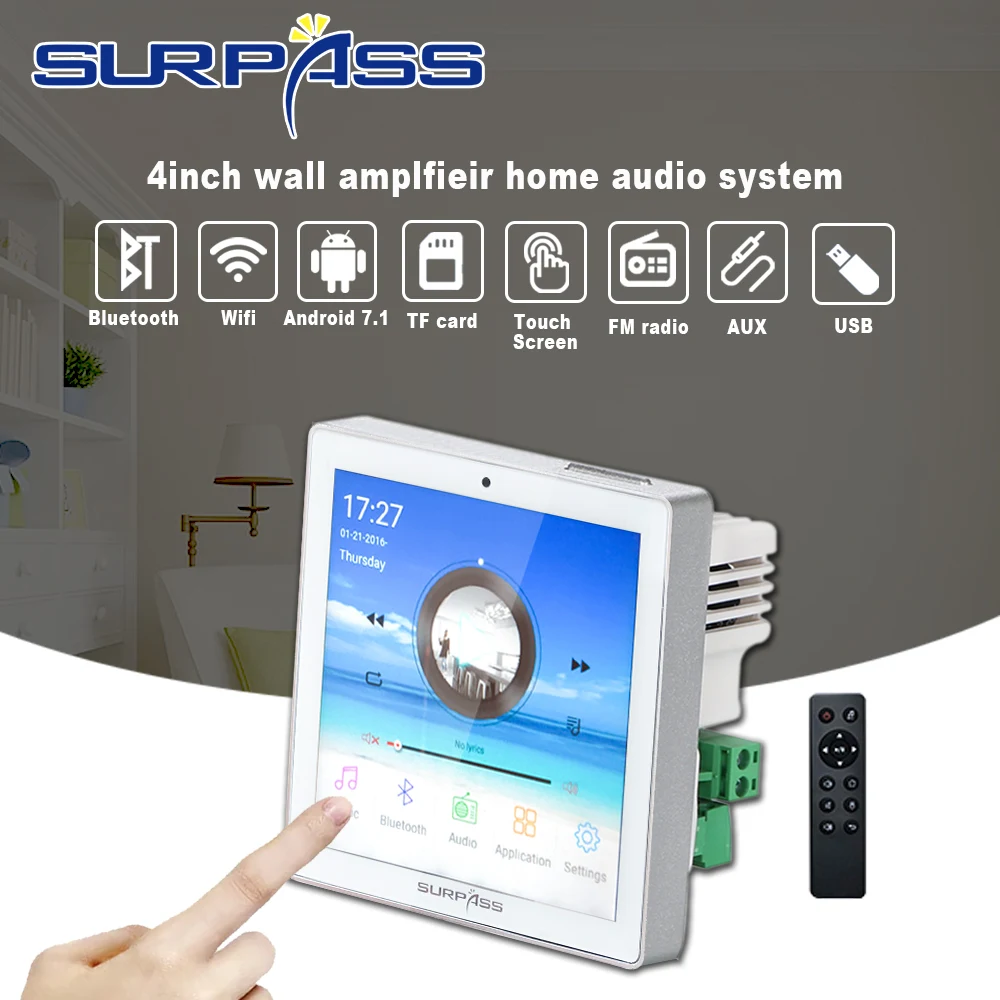 

Home New Mini WiFi Bluetooth Touch Screen In Wall Audio Music Center Sound Amplifier tv tablet Smart Digital Stereo fm Amplifier