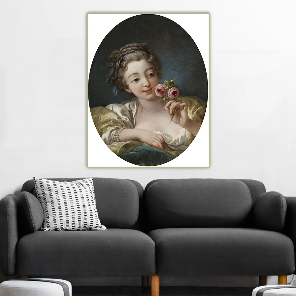 Художественная Картина на холсте ЦИТРОН Девушка с розами | Дом и сад