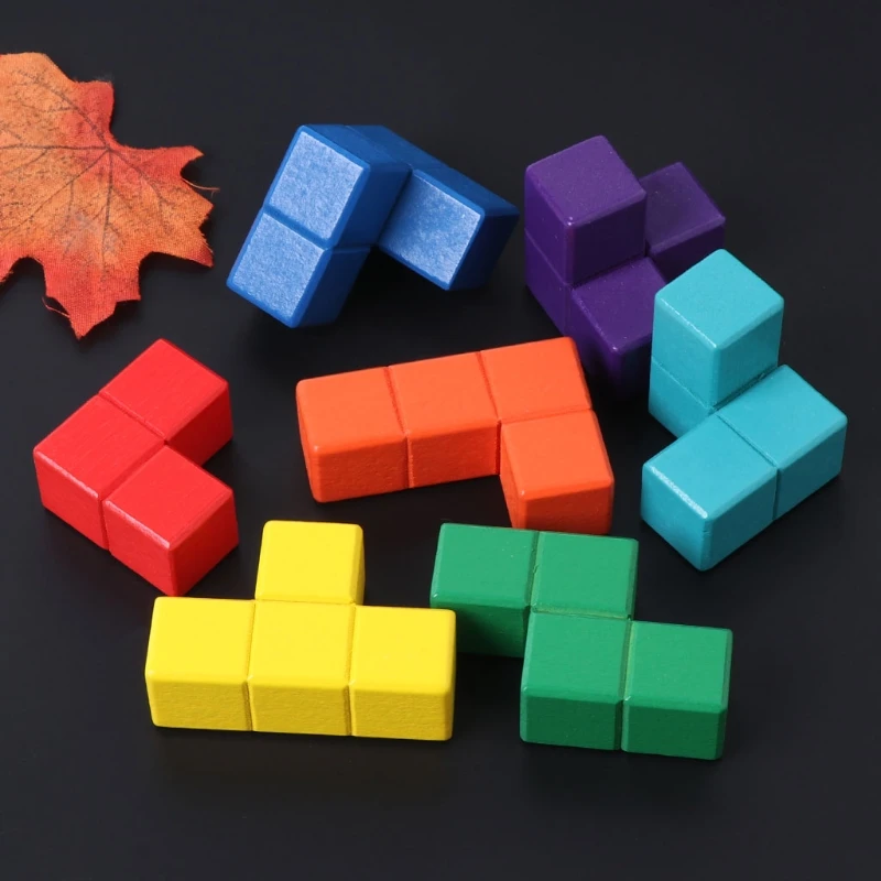 

Magic Cube Multi-color 3D Wooden Puzzle Educational Brain Teaser Game L9CD