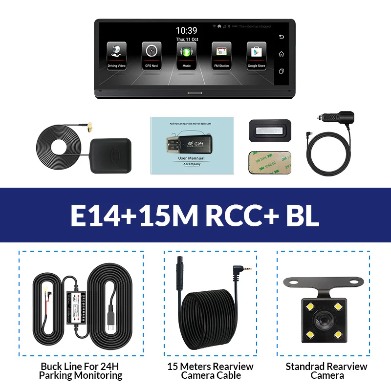 E-ACE E14 Автомобильные видеорегистраторы 4G Android 8,0 дюймов видеорегистратор 1080P видео рекордер gps навигация ADAS Dashcam с камерой заднего вида авто Dvr