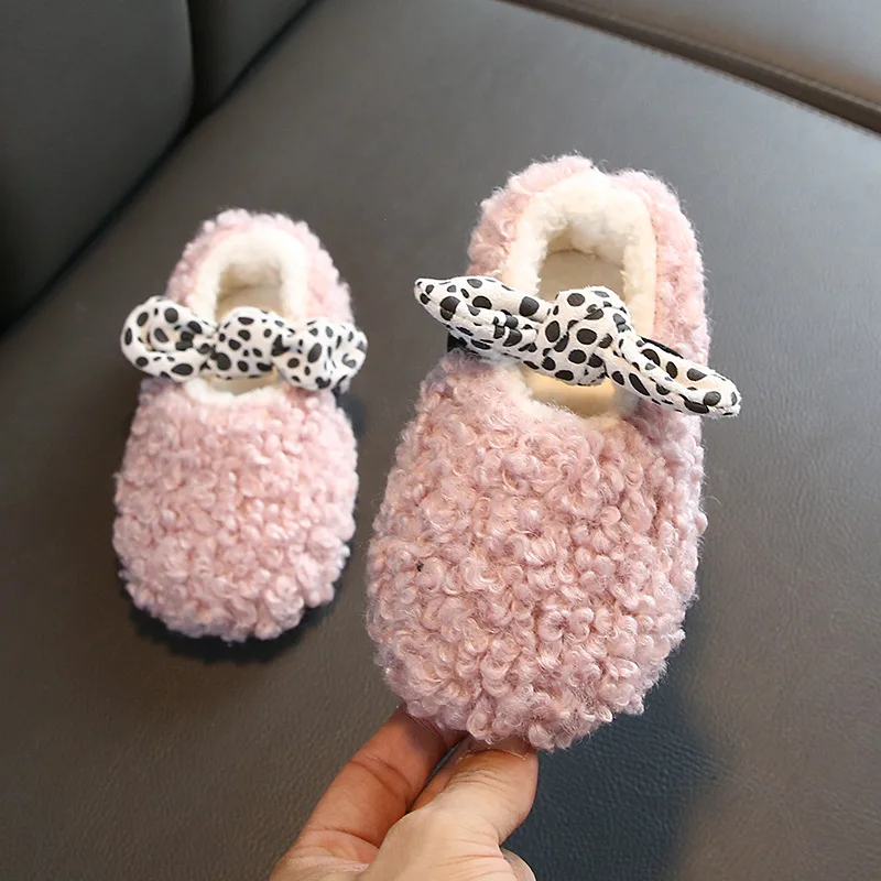 New Winter Kids Fur Shoes Baby Girls Warm Flats Children Princess Toddler Brand Loafer Fashion Sneakers | Детская одежда и обувь