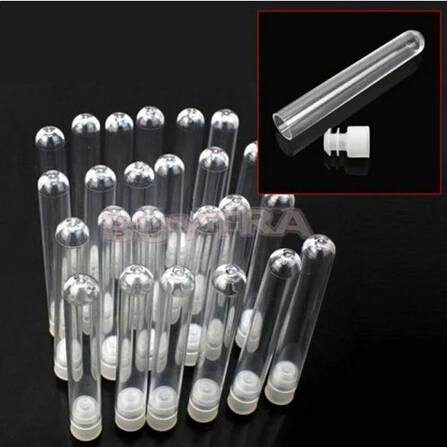 

10 Pcs 12x100mm Clear Plastic Test Tubes With White Caps Stoppers Test Tube School Office Chemistry Laboratory Supplies