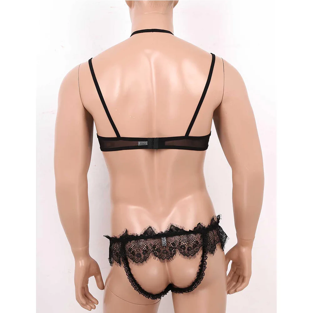 Мужское эротическое нижнее белье Sissy комплект из прозрачного сетчатого