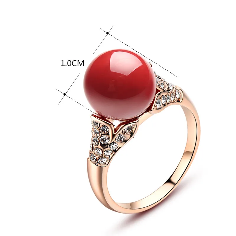 KCALOE женские кольца модное розовое золото красное искусственное Коралловое