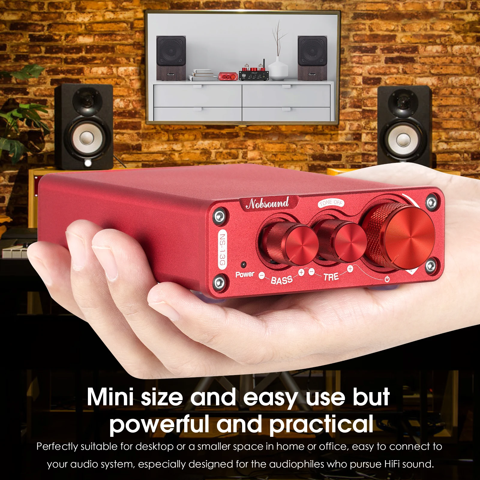 Nobsound Mini TPA3116 Digital Power Amplifier Class D Stereo Desktop Audio Amp 100W+100W for Home Stereo Speaker