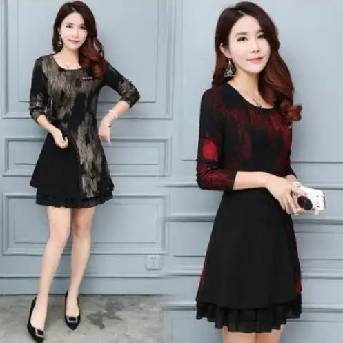 Осенняя туника новое современное винтажное элегантное платье с принтом