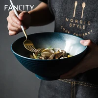 fancity japanese ramen bowl ceramic single noodle bowl household salad bowl large bowl creative special restaurant tableware