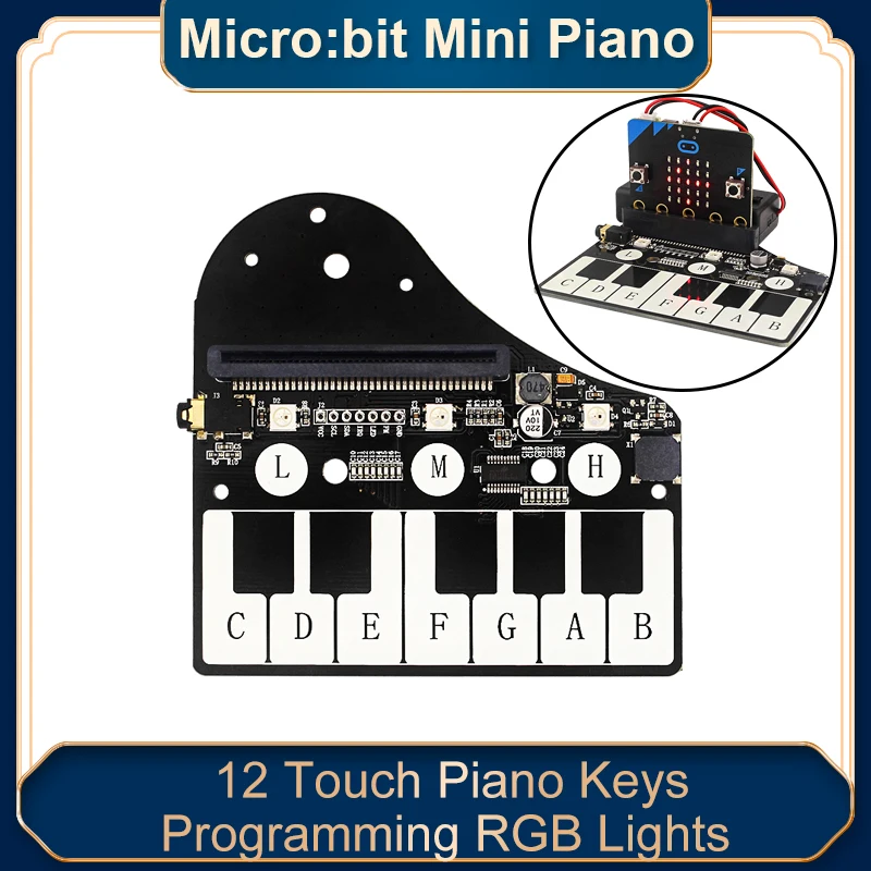 

Micro Bit Mini Pianos Expansion Board 12 Piano Keys with Colorful Programmable Lights Music Board for Micro:bit (No Battery)